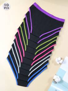 10pcs/Set Women's Cotton Underwear Briefs Panties Soft Breathable Female Lingerie