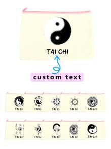 Bộ 1 túi vải canvas Tai Chi Series, bao gồm túi đựng đồ vệ sinh cá nhân, có thể tùy chỉnh bằng văn bản/cụm từ, đơn giản nhưng thời trang, in hai mặt - Nhiều màu - Xem 8