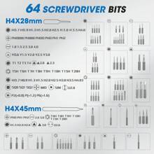 Electric Screwdriver Set, 68 In 1 Precision Cordless Rechargeable Mini Screwdriver Set With 64 Magnetic Bits S2 Steel With Led Light, Small Electric Screwdriver For Laptop Watch Camera Repair - Black - View 3