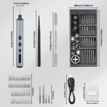 Electric Screwdriver Set, 68 In 1 Precision Cordless Rechargeable Mini Screwdriver Set With 64 Magnetic Bits S2 Steel With Led Light, Small Electric Screwdriver For Laptop Watch Camera Repair - Black - View 2