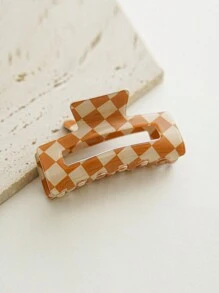 Women's Elegant Black And White Check Hair Claw Retro Rectangular Acrylic Hair Clip Girls Colored Checkerboard Mesh Hair Accessories Hair Claw Hair Clip - Multicolor - View 8