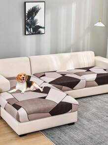1pc Geometric Triangle Printed Milk Silk Spandex Universal Sofa Cushion Cover For All Seasons