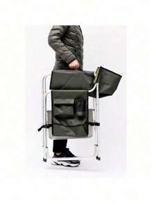 1-Piece Padded Folding Outdoor Chair With Side Table And Storage Pockets,Lightweight Oversized Directors Chair For Indoor, Outdoor Camping, Picnics And Fishing,Green - Xanh lá cây + Nhôm-3 - Xem 8