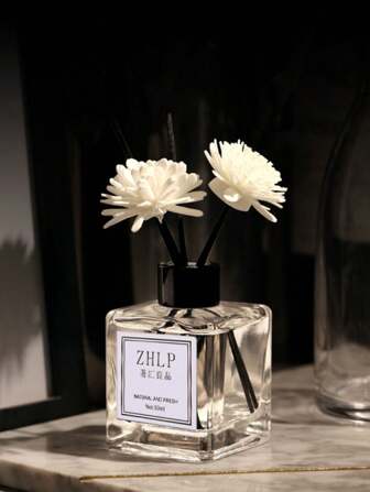 1个/2个50毫升家用香氛扩散器，持久清新香味，适用于浴室，无火（装饰花/香氛棒数量随机）