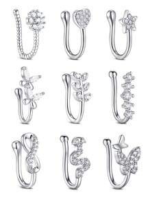 9 件 18 件鼻套 银色金色鼻套 适合非穿孔鼻子 非洲鼻套 假鼻环 鼻套夹式鼻套 非穿孔假鼻套 银色鼻套 金色鼻套 蝴蝶鼻套 花套 女士鼻环 - nose cuff - 查看 14