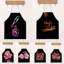 1 件 3D 图案亚麻围裙，适合家庭烹饪、厨房穿着和烹饪爱好者 - 彩色 - 查看 8