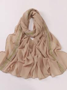 Nuovo arrivo Sciarpa ricamata a mano in perle e chiffon, hijab , copricapo per Medio Oriente e Africa