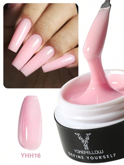  1 st YOKEFELLOW 15g nagelförlängningsgel gelé rosa nagelförlängningsgel nagelkonstdesign nagelförlängningsgel för nagelförlängning året runt gelfärg och långvarig nagelförstärkare nagelförbättring salongnagel enkel gör-det-själv-manikyr hemma för kvinnor 15g 0.5oz och som skolpresent