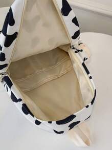 1个经典百搭大容量背包，适合返校季，带笔记本电脑隔层，时尚多功能背包，通体奶牛印花图案，高品质可折叠设计，附赠毛绒奶牛挂件，双拉链，休闲旅行背包，适合毕业生、男士、女士、青少年/青年，也适合户外旅行和青少年使用，另附休闲奶牛印花女士钱包。 - 彩色 - 查看 6