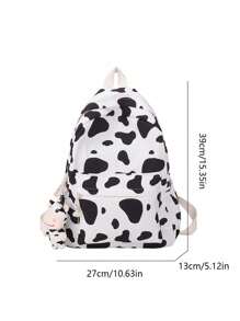 1个经典百搭大容量背包，适合返校季，带笔记本电脑隔层，时尚多功能背包，通体奶牛印花图案，高品质可折叠设计，附赠毛绒奶牛挂件，双拉链，休闲旅行背包，适合毕业生、男士、女士、青少年/青年，也适合户外旅行和青少年使用，另附休闲奶牛印花女士钱包。 - 彩色 - 查看 3