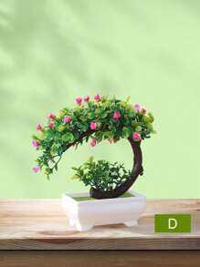 1pc Artificial Potted Plant, Fake Flower Mini Tree Ball Bonsai, Home Decor Tabletop Ornament Set, Artificial Plant, Home Decor, Room Decor, Suitable For Christmas, New Year, Valentine's Day, All Seasons - White - View 17