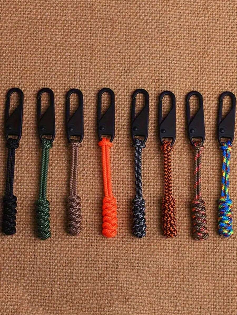 8 件可更换拉链头 伞绳编织拉链头 多色组合 涤纶芯绳配金属拉链头 多色编织伞绳拉链头配金属滑块 钥匙扣配件 小礼物 - 彩色 - 查看 1