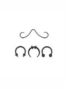 AVYRING 4Pcs Stainless Steel 16G Nose Rings For Women Hip Hop Punk Mustache Septum Fashion Non-Piercing Body Jewelry