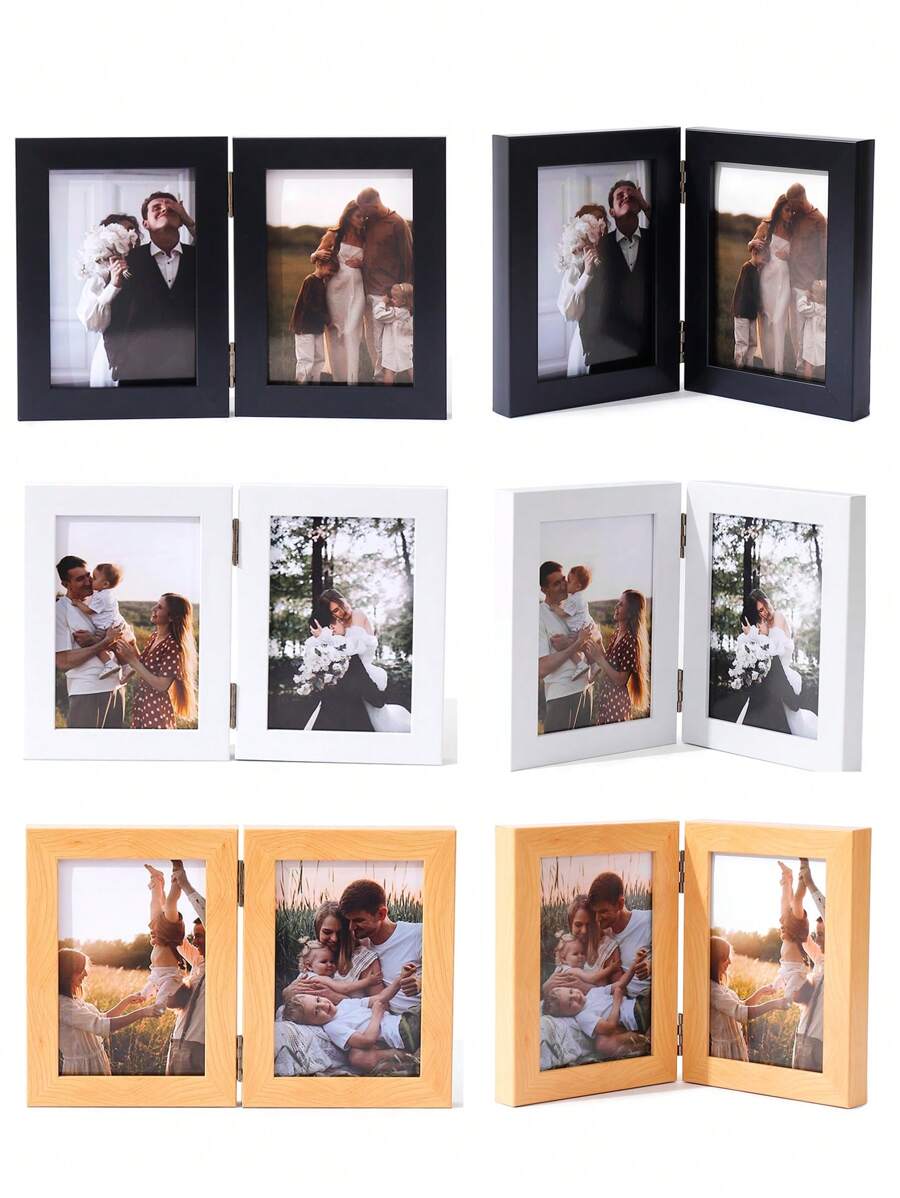 1 khung ảnh bản lề gấp 4x6, khung ảnh gấp với kính Acrylic, màn hình để bàn dọc, đồ trang trí văn phòng tại nhà, quà tặng Giáng sinh, ngày lễ tình nhân, năm mới - Nhiều màu - Xem 1