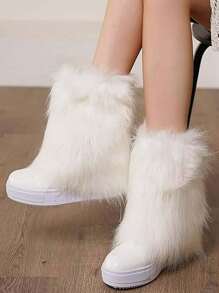 1pair Autumn/Winter Harajuku Y2k Warm Stocking Women Imitation Fur Fur Sweet Cool Spice Bungee Dee Leg Cover
