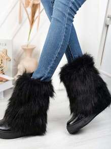 1pair Autumn/Winter Harajuku Y2k Warm Stocking Women Imitation Fur Fur Sweet Cool Spice Bungee Dee Leg Cover
