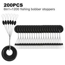 Rubber Fishing Bobber Stopper,6 In 1 Float Sinker Stops,Black Oval Cylinder,L M S Float Stop Available