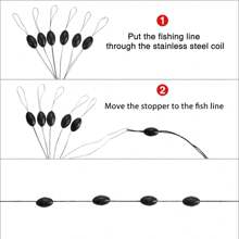Rubber Fishing Bobber Stopper,6 In 1 Float Sinker Stops,Black Oval Cylinder,L M S Float Stop Available