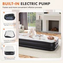 Sweetcrispy Air Mattress Inflatable Blow Up Mattress Airbed With Built-In High Capacity Pump, Double Height, Adjustable, Non-Slip Bottom Design, Portable For Home Or Camping - 白色 - 查看 5