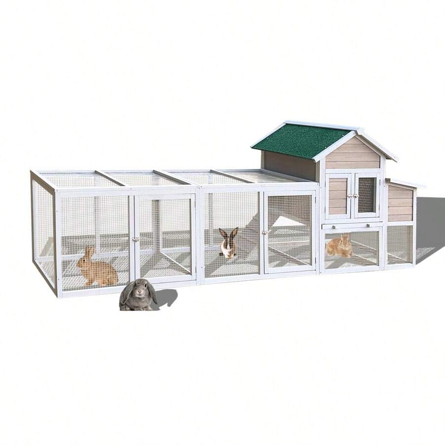 122" Large Gray Wood Chicken Coop Hen House Pet Rabbit Hutch Wooden Pet