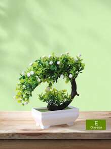 1pc Artificial Potted Plant, Fake Flower Mini Tree Ball Bonsai, Home Decor Tabletop Ornament Set, Artificial Plant, Home Decor, Room Decor, Suitable For Christmas, New Year, Valentine's Day, All Seasons - White - View 13