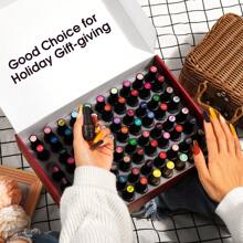 ROSALIND 65 Piece Nail Polish Gel Set 60 Colors Black White Pink Glitter Gloss Long Lasting Gel Nail Set UV Nail Polish Base Coat Top Coat Needs Nail Lamp Drying Girls Nail Art Design Art Holiday Gift - SATC65-002 - 查看 7