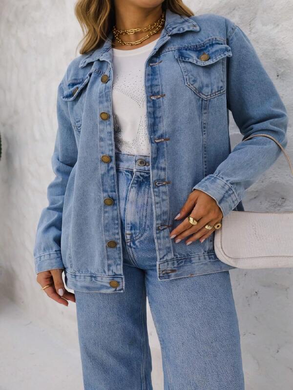 Max Jaqueta Jeans Casual Feminina  , Ser lycra com bolso e botão  TAM : P - Busto 96 cm M -Busto 98cm ,G- Busto 100 ,  GG-Busto 102 cm , comprimento 65 cm , comprimento manga 60 cm