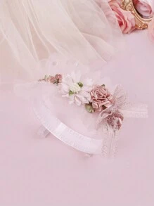 3pcs Multi-Color Lace Flower Soft Stretchy Baby Headbands Love Valentine - Multicolor - View 6