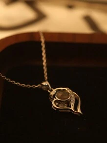 1 件时尚奢华 925 纯银镀白金方晶锆石镶嵌女士投影吊坠项链，情人节和情侣礼物，适合约会佩戴 - 銀色 - 查看 5