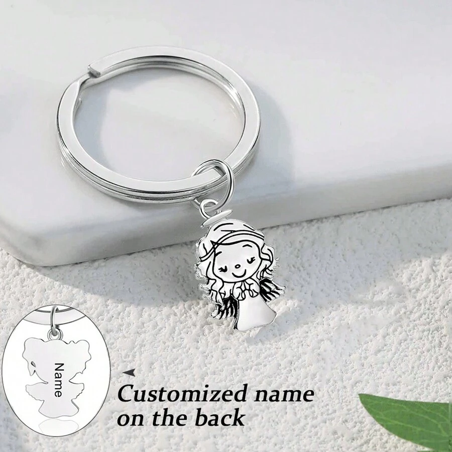 Personalized Keychain Love Gifts Customized Names,Father's Mother's Day Gift,Key Chains Rings For Car Key Pendant,Special Gift For Family - Silver - View 1