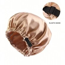 Mũ trùm đầu bằng vải satin dùng khi ngủ, mũ tròn bằng lụa giả phẳng vô hình, mũ đội đầu cho phụ nữ, mũ lễ, mũ đêm có nút điều chỉnh - Nhiều màu - Xem 3