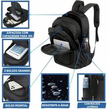 Backpack Travel Bag School Korean College Rugged - Colors - 黑色 - 查看 5