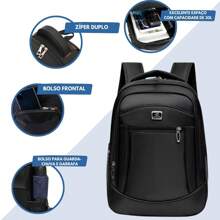 Backpack Travel Bag School Korean College Rugged - Colors - 黑色 - 查看 8