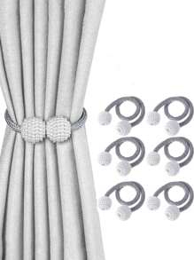 Bộ 2 cuộn băng rèm từ tính, băng rèm dễ dàng, giá treo rèm trang trí, băng rèm, không cần dụng cụ - hình ngọc trai - Nhiều màu - Xem 2