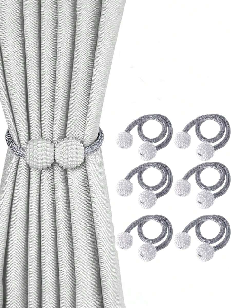 Bộ 2 cuộn băng rèm từ tính, băng rèm dễ dàng, giá treo rèm trang trí, băng rèm, không cần dụng cụ - hình ngọc trai