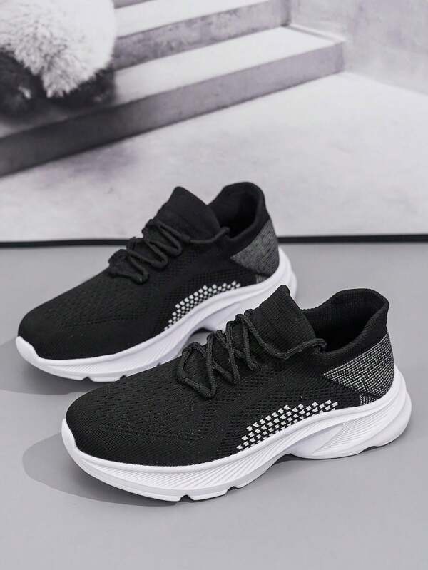 1 pereche de pantofi de alergat sport, drăguți, respirabili, cu șireturi, pantofi de sport casual pentru exerciții în aer liber