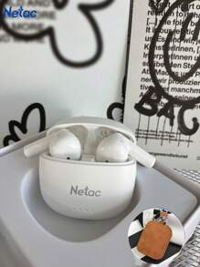 NETAC Auriculares inalámbricos Bluetooth TWS Netac, excelente calidad de sonido 5.3 con emparejamiento automático, ligeros, auriculares inalámbricos con micrófono, compatibles con iPhone, Android, para juegos, auriculares y altavoces, micrófono, regalos para vacaciones, regalos del Día de San Valentín, regalos de Navidad, imprescindibles para otoño e invierno