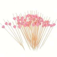 200/100/50/20 Stück Bambusherz-förmige Stäbe, Obst-Spieße, Cupcake-Aufsätze für Valentinstag, Geburtstag, Hochzeit, Zuhause, Restaurant, Party, Bar, Picknick-Geschirr-Accessoires, Weihnachtsgeschenk, Schulbedarf
