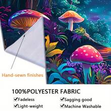 1 件装活力蘑菇景观 UV 黑光挂毯，家居装饰挂布，派对装饰，节日礼物，直播背景布，带安装袋，房间装饰，房间旗帜，房间用品，挂毯，壁毯 - 彩色 - 查看 8