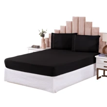 3-Piece Sheet Set 400 Thread Count Queen Size Bed Micropercal Ponto Palito Hotel Soft Touch - Black - View 4