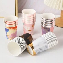 10个圣诞烫印一次性纸杯加厚一次性涂层杯干净卫生硬度强耐寒性高不易变形健康无味适合泡茶酸奶咖啡冰淇淋促销 - 彩色 - 查看 12