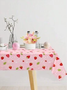 1 件 137*274 厘米草莓风格塑料桌布，一次性桌布套，适用于生日派对、婚礼派对、桌面装饰 - 彩色 - 查看 2