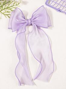 1pc Girls Purple Bowknot Hair Clip, Elegant & Cute Hair Accessory, Daily Wear - Purple - View 5