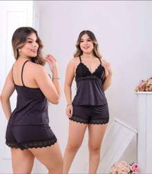 Baby Doll Plain Luxury Pajamas With Lace For Women - Nhiều màu - Xem 1