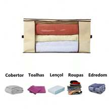 Kit 3 Organizador de Guarda-Roupa Multiuso Caixa Organizadora De Guarda Roupa Flexível Com Zíper 45cm Médio