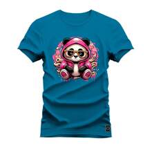 Nexstar Unisex Cotton Comfortable Panda Swag Printed T-Shirt - Màu xanh lam - Xem 1