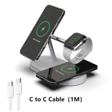 TIMESS Magnetic 5 In 1 Wireless Charger Stand 3 Devices At The Same Time , 15W Qi Fast Charging Dock Station Holder 3 Adjustable Light Compatible With IPhone 14/13/12 Pro Max Mini, Apple Watch SE/6/5/4/3/2, AirPods 3/2/Pro - Multicolor - View 9