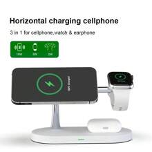 TIMESS Magnetic 5 In 1 Wireless Charger Stand 3 Devices At The Same Time , 15W Qi Fast Charging Dock Station Holder 3 Adjustable Light Compatible With IPhone 14/13/12 Pro Max Mini, Apple Watch SE/6/5/4/3/2, AirPods 3/2/Pro - Multicolor - View 5