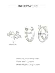 EleRunis 3 件 925 纯银经典方晶锆石耳环套装 18K 镀金耳钉耳环耳夹小耳钉精美珠宝适合女士日常佩戴婚礼情人节（仅 3 件） - 銀色 - 查看 7