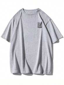 Men's Letter Print Casual Crew Neck Short Sleeve T-Shirt